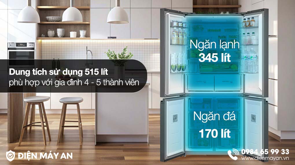 Tủ Lạnh Toshiba Inverter 515 Lít GR-RF665WIA-PGV(22)-XK - dung tích